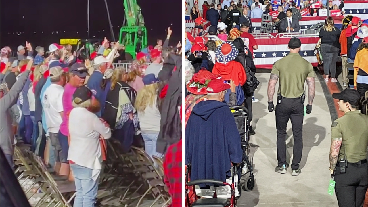 Trump Team Sends Goons Into Crowd To Shut Down Qanon Salutes