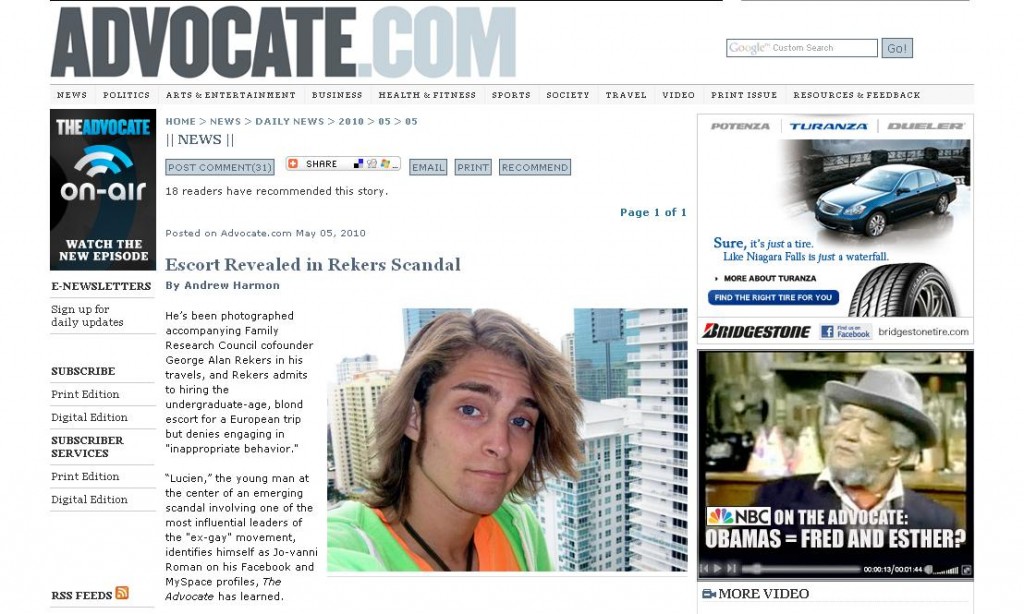 George Rekers Rent Boy Gay Media Takes Heat for Naming Escort in Rekers “Rentboy” Scandal
