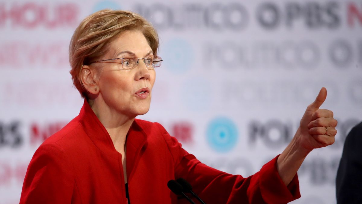 Elizabeth Warren (D-MA) speaks during the Democratic presidential primary debate at Loyola Marymount University on December 19, 2019 in Los Angeles, California.