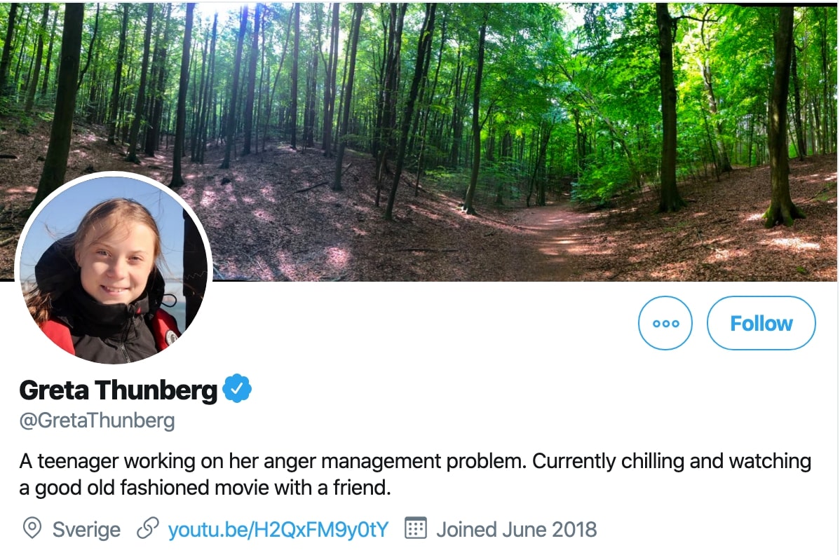 Greta Thunberg Changes Twitter Bio