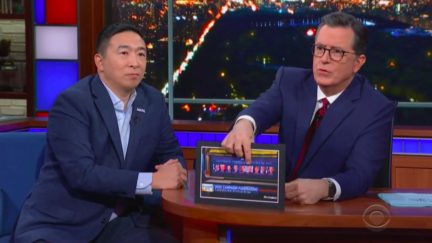 Andew Yang, Stephen Colbert Mock CNBC for Posting Wrong Yang Photo in 2020 Graphic