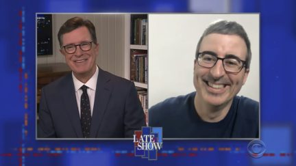 colbert and oliver at home