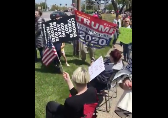 Trump Retweets Long Island Protestors Berating Reporter as 'Fake News'