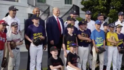 Trump Doesn't Wear Mask, Socially Distance at WH Little League Event