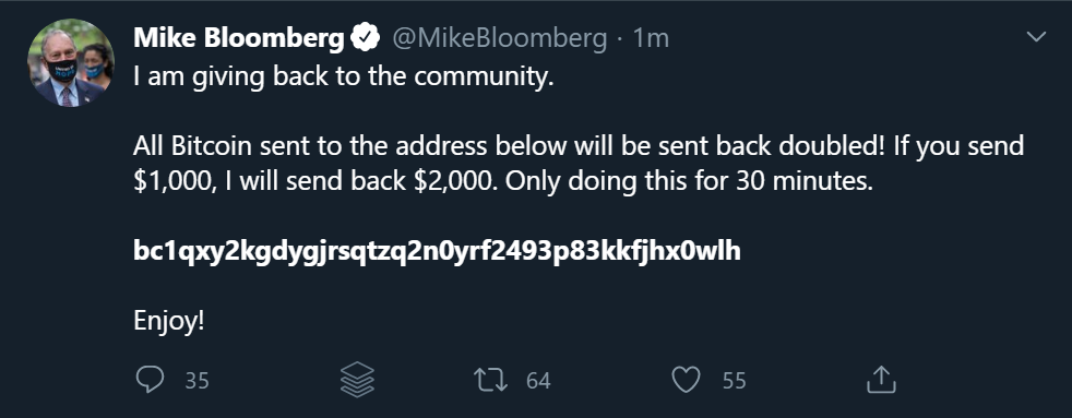 mike bloomberg twitter hack