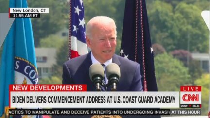 Joe Biden addressing the Coast Guard Academy