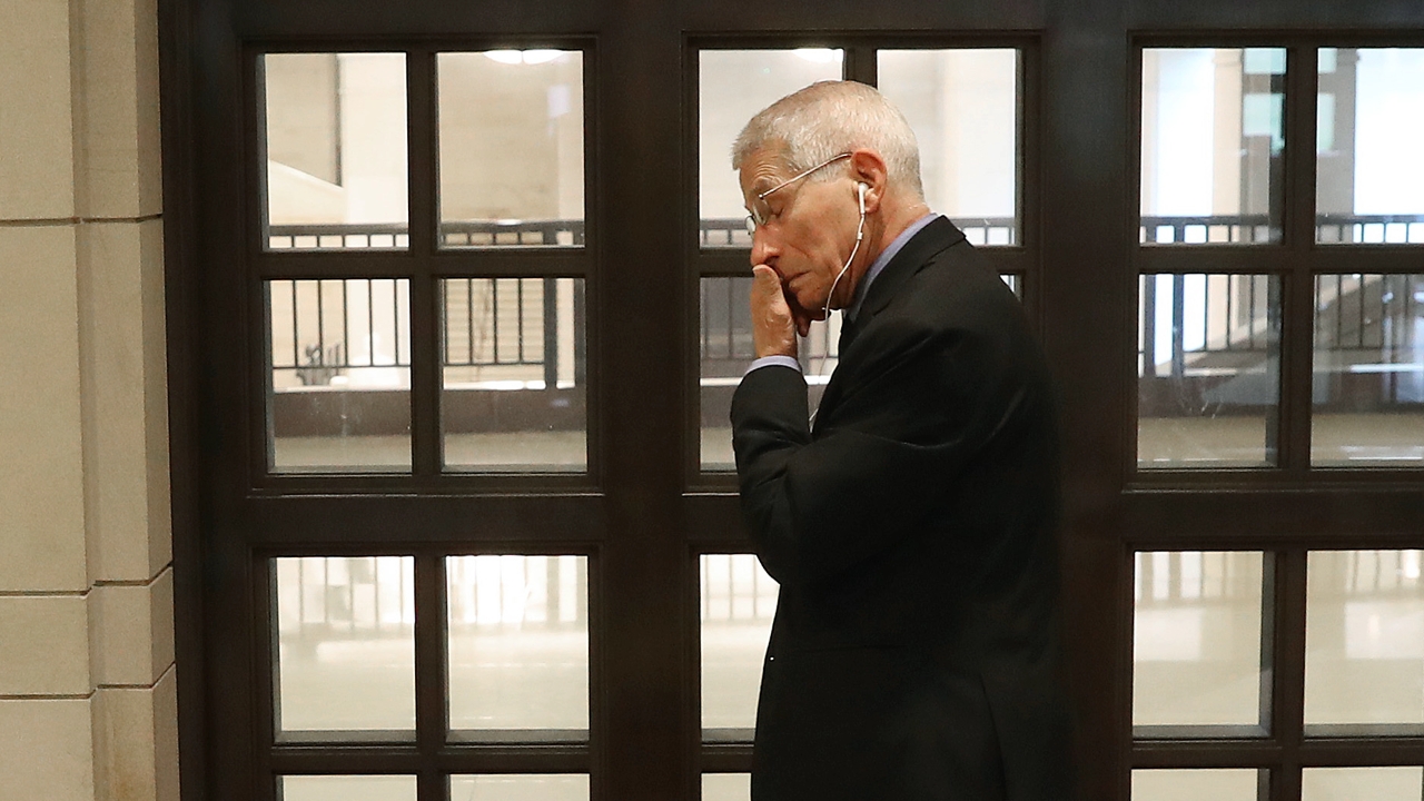 WASHINGTON, DC - FEBRUARY 28: Anthony Fauci, director of the National Institute of Allergy and Infectious Diseases, chats on his cell phone before attending a briefing for members of Congress on the response to the COVID-19 coronavirus , at the U.S. Capitol on February 28, 2020 in Washington, DC. At least 53 countries have reported cases of infection. (Photo by Mark Wilson / Getty Images)