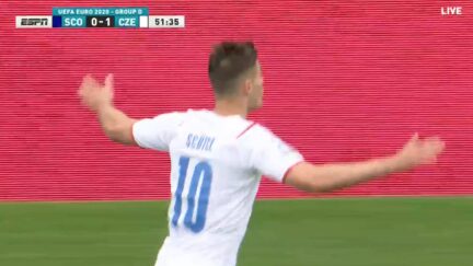 Patrick Schick Celebrates Goal against Scotland