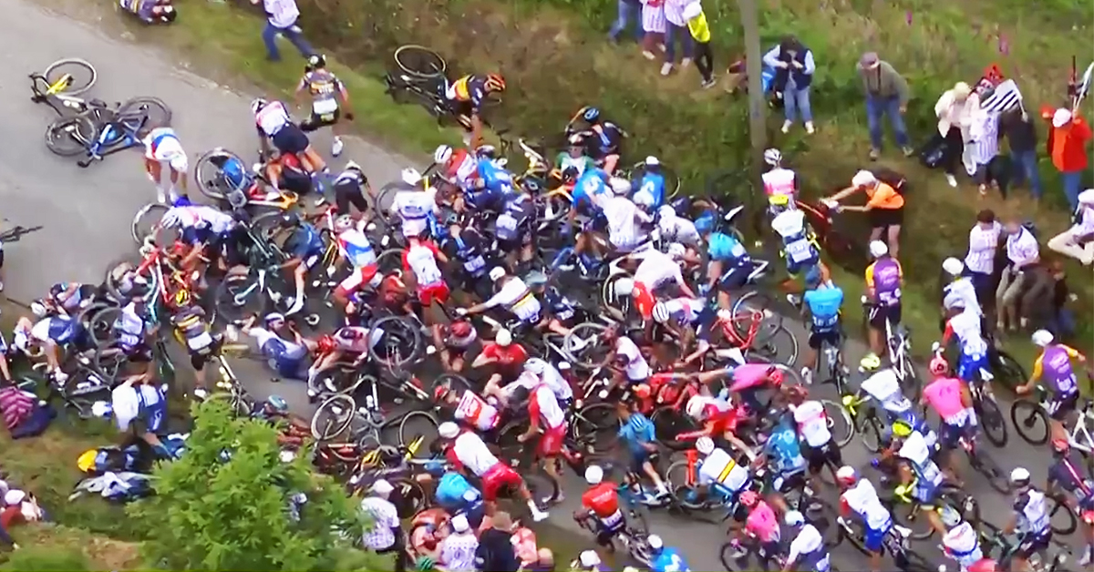 WATCH Fan Causes Huge Tour de France Chain Reaction Crash