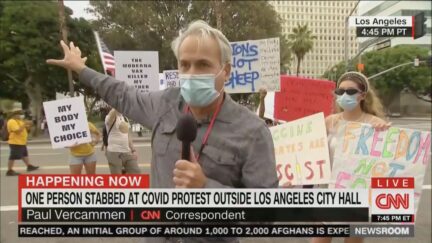 la city hall anti mandate protest