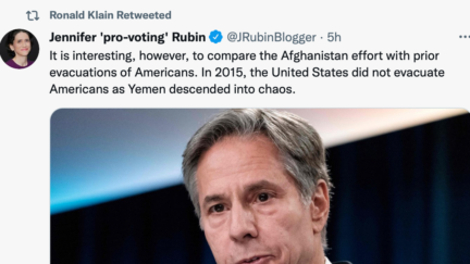 Ron Klain RTs Jennifer Rubin on Afghanistan