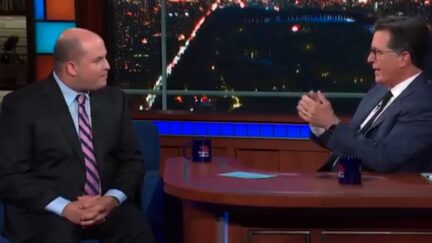 Brian Stelter and Stephen Colbert