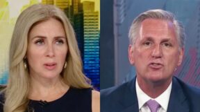 Becky Quick Kevin McCarthy split image CNBC interview