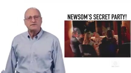 A man in a Larry Elder ad criticizes Gavin Newsom