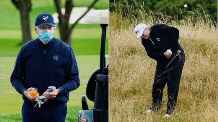 Joe Biden Donald Trump Getty Golf split image