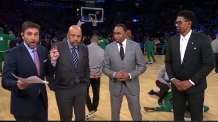 Stephen A. Smith alerts Mike Greenberg that NBA Countdown is live