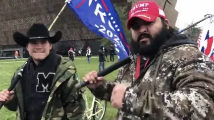 Landon Mitchell, right, and Luke Wessley Bender at Jan. 6 riot