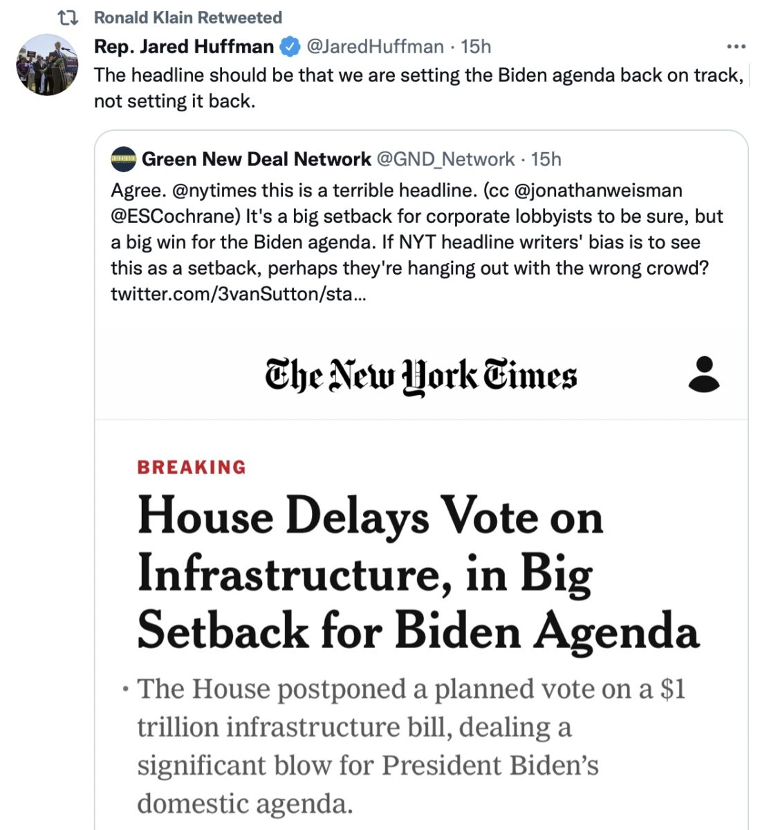 Ron Klain Retweet Amid Dem Negotiations