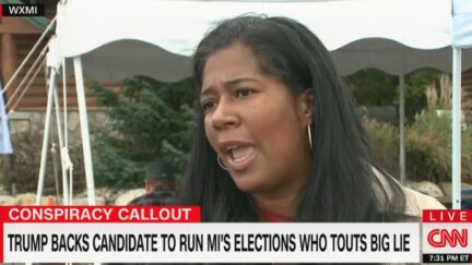 Kristina Karamo giving an interview