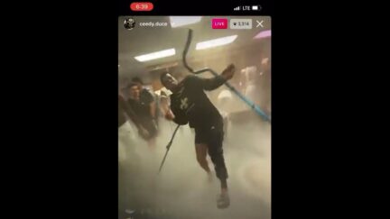 Jameis Winston dances with crutches