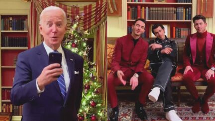 Joe Biden Jonas Brothers split image