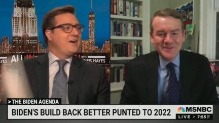 Chris Hayes with Michael Bennet