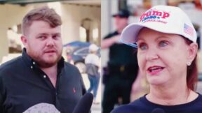 Donie O'Sullivan Trump supporter Jeanie Johnson split image