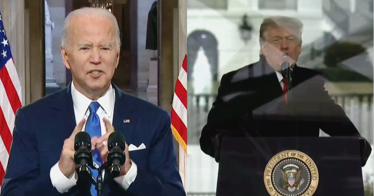 Joe Biden Donald Trump 1-6 split image