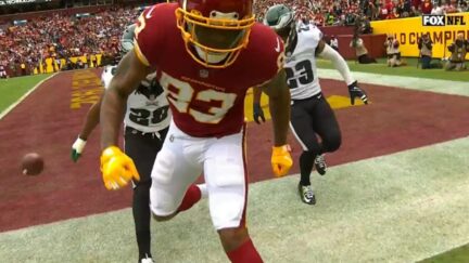 Ricky Seals-Jones crashes into cameraperson