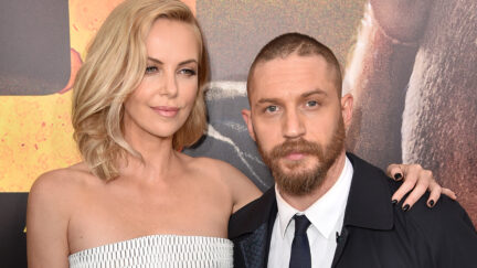 Charlize Theron and Tom Hardy at Premiere Of Warner Bros. Pictures' 