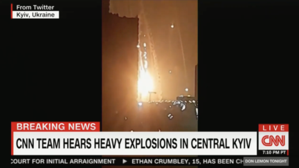 CNN Reports as Burning Object Falls From Sky Over Kyiv