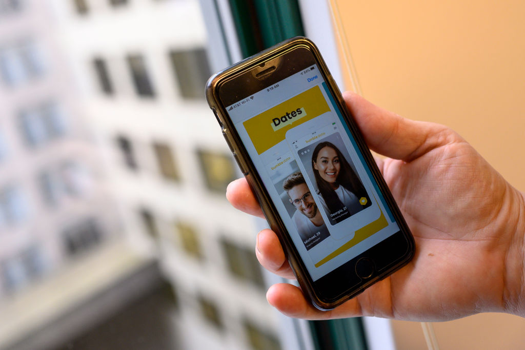 bumble dating app on a phone, showing screen