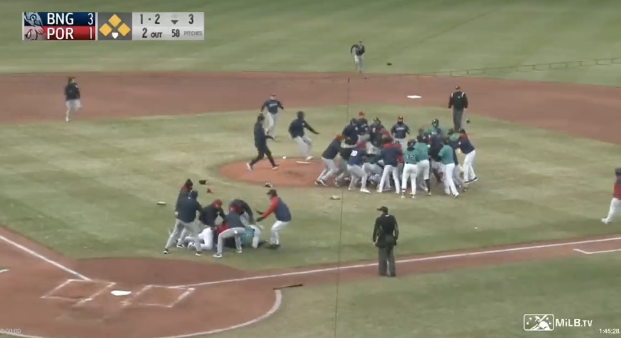 Yankees and Phillies minor league affiliate game descends into MASS BRAWL  after manager throws punch