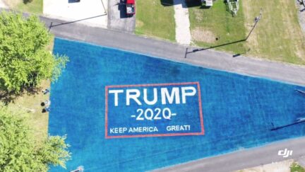 Trump 2Q2Q painted on J.R. Majewski's lawn