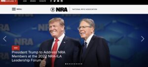 NRA homepage showing trump and lapierre