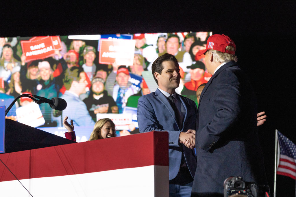 Matt Gaetz shakes hands with Donald Trump