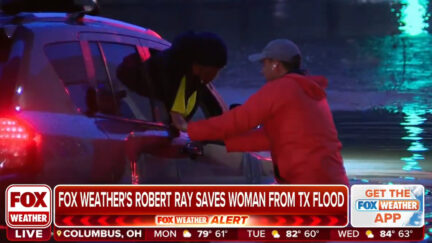 Fox Reporter Helps Woman During Dallas Flooding