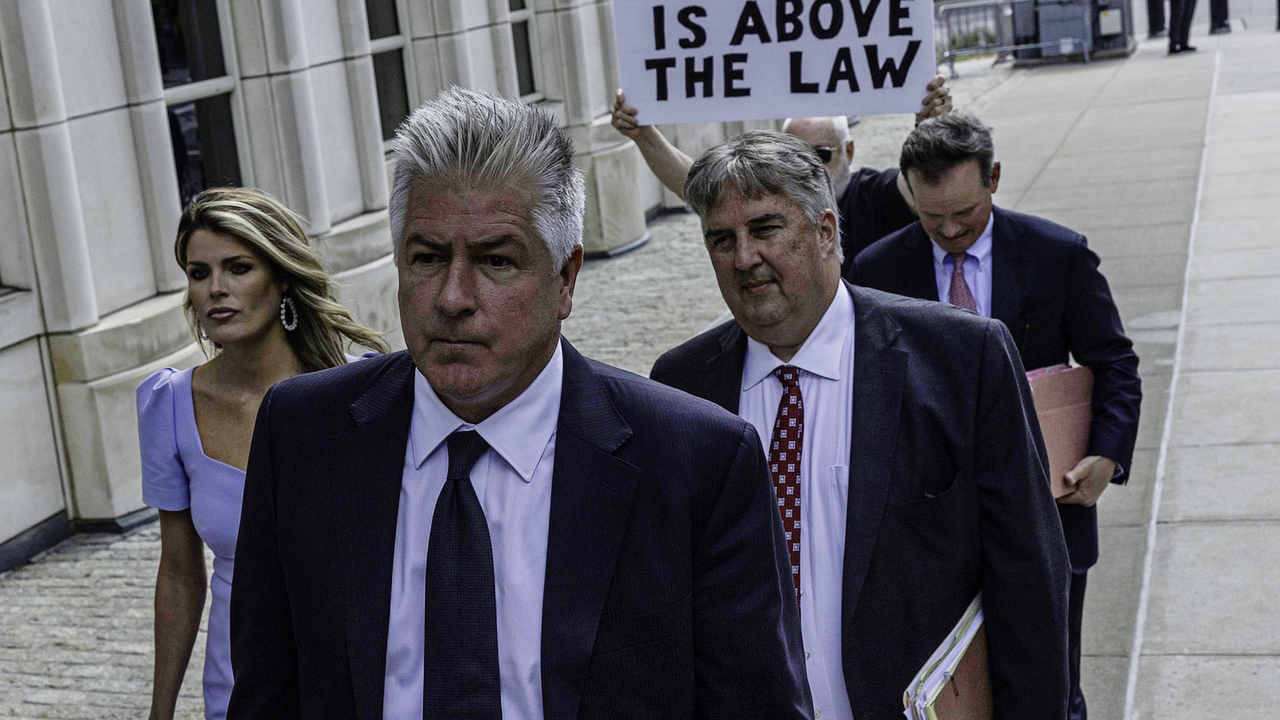 NEW YORK, NY - SEPTEMBER 20: The legal team of former US President Donald Trump, led by M. Evan Corcoran (C), along with Lindsey Halligan (L), James Trusty (Center-R), and Christ Kise (R) arrive at the Brooklyn Federal Courthouse. on September 20, 2022 in New York City. Trump's legal team is appearing before Judge Raymond Dearie, the special master assigned last week, in federal court to discuss the records that the FBI obtained on August 8, 2022, in a hearing that is open to the public. 