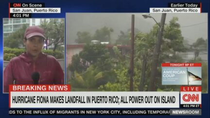 Leyla Santiago reporting on Hurricane Fiona