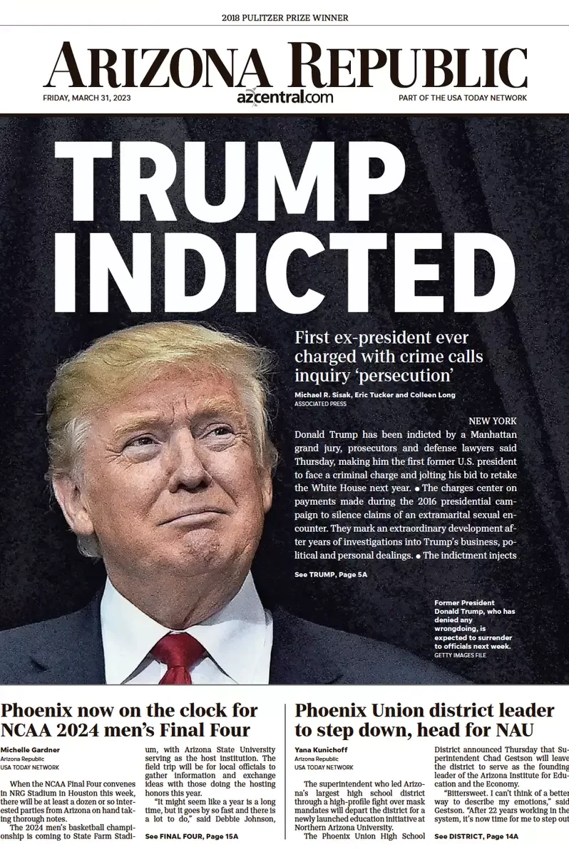 Newspapers Covers of Trump's Historic Indictment