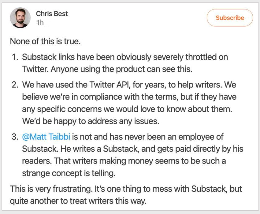 Chris Best, Substack Notes