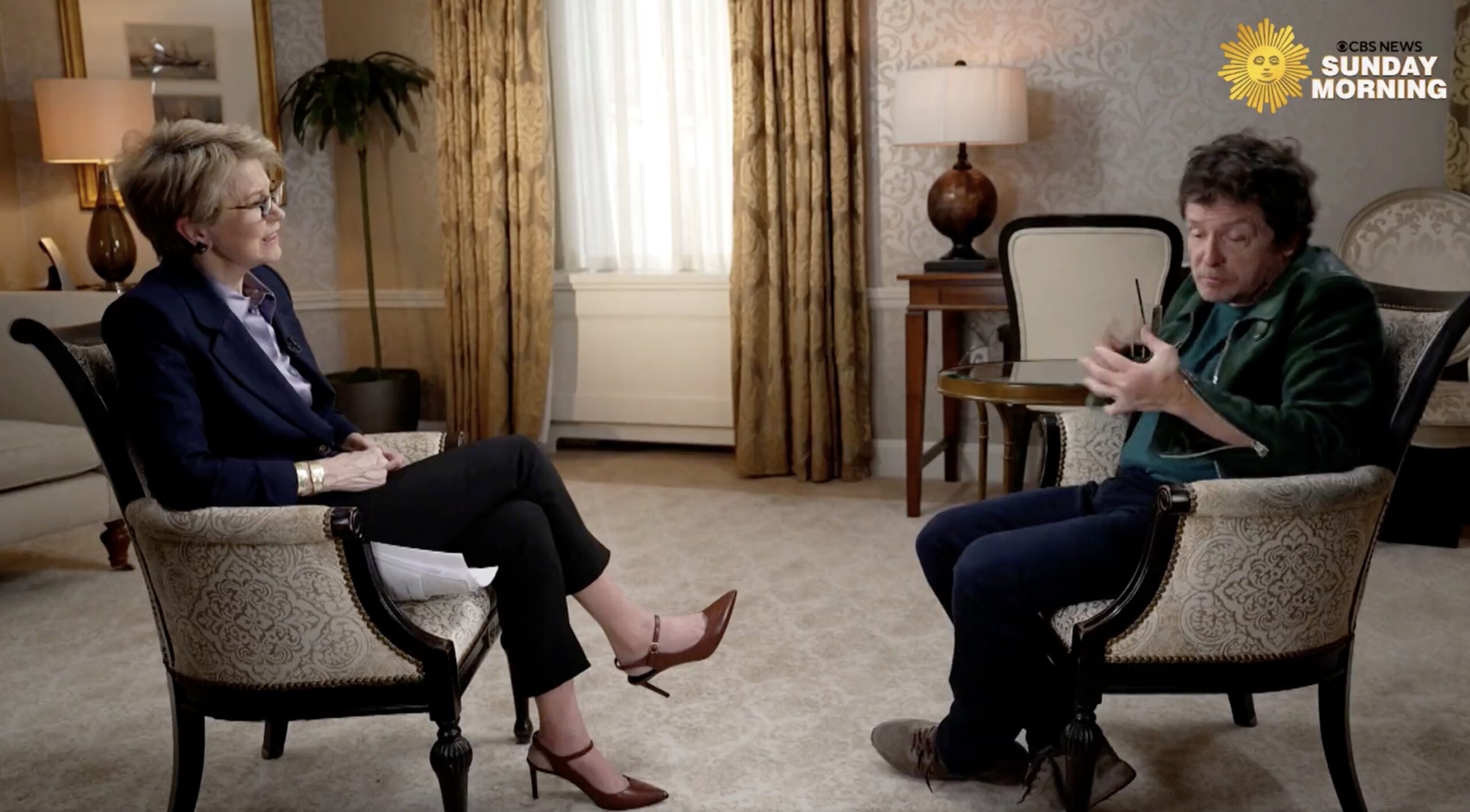 CBS host Jane Pauley interviews Michael J. Fox