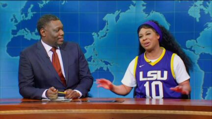 SNL Sends Up LSU Controversy With Trash-Talking Angel Reese Visit To Weekend Update