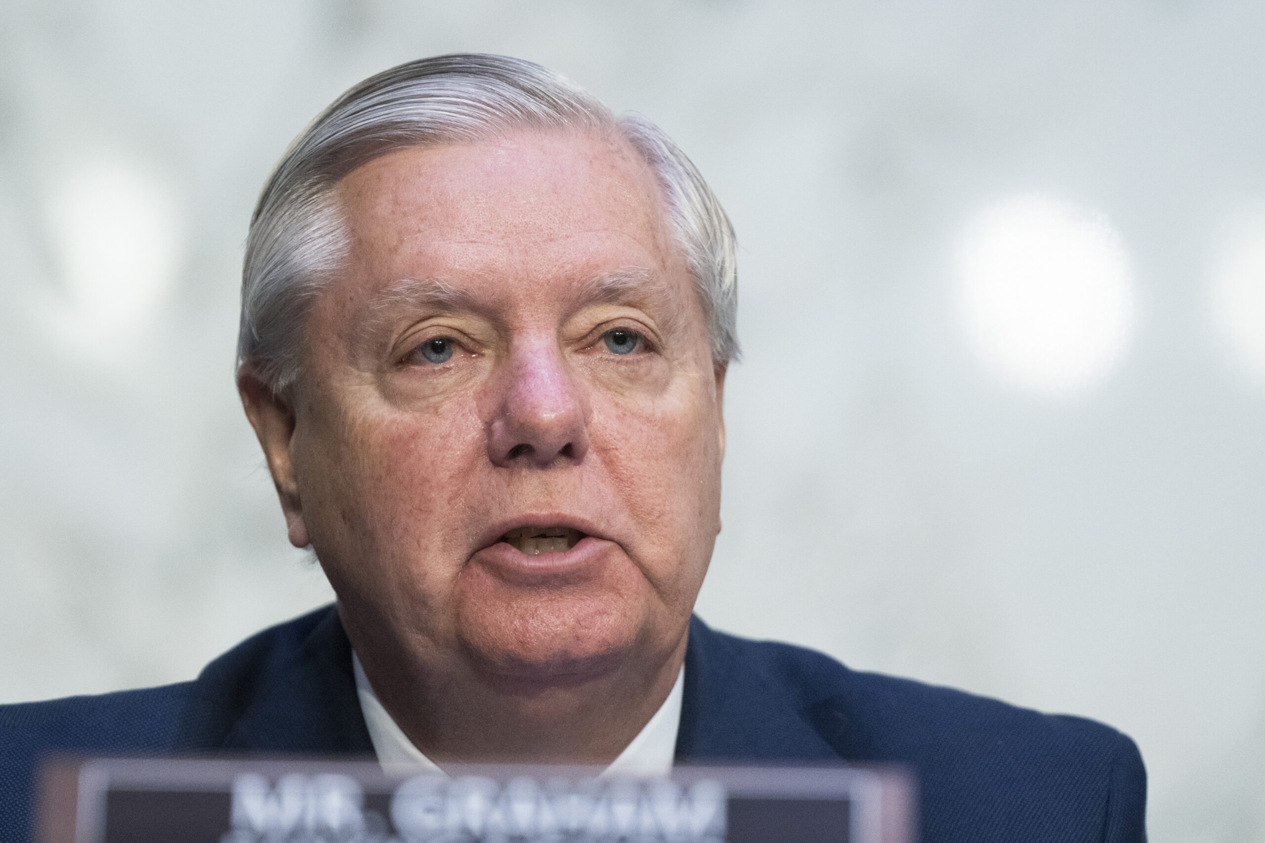 Ranking members Lindsey Graham, R-S.C., speaks during a Senate Judiciary Committee hearing on Russia's actions during the war with Ukraine, Wednesday, April 19, 2023, on Capitol Hill in Washington. 