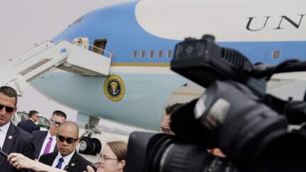 President Joe Biden speaks with reporters before boarding Air Force One at Los Angeles International Airport after attending the Summit of the Americas, Saturday, June 11, 2022, in Los Angeles.
