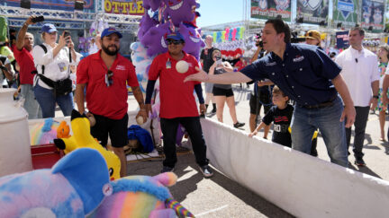 Ron DeSantis at the Iowa State Fair trying to act like a person