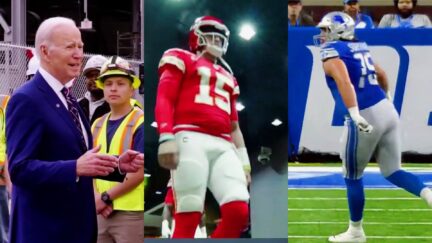 Joe Biden KC Chiefs Detroit Lions split image