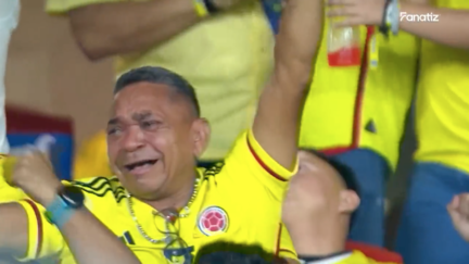 Father of Colombian soccer star Luis Diaz celebrates his son's goal against Brazil