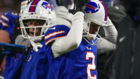 Bills kicker Tyler Bass reacts to missing late-game field goal