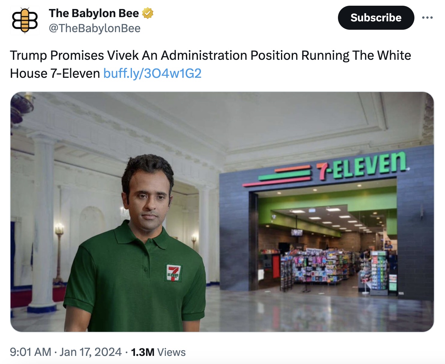 Babylon Bee Receives Backlash After ‘Racist’ Joke About Vivek Ramaswamy Running ‘White House 7-Eleven’